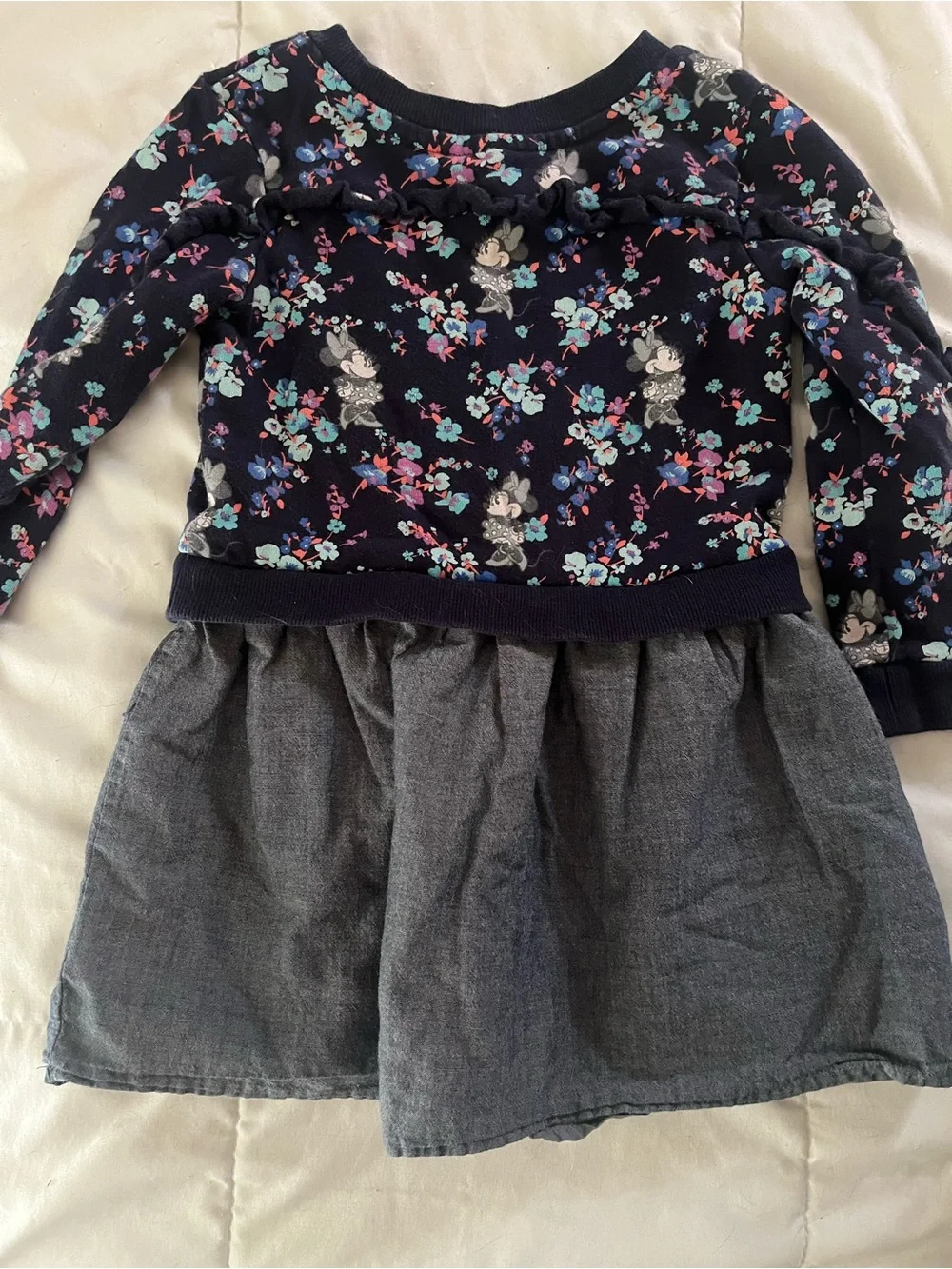 GAP Navy Sweatshirt Dress with Multicolored Floral Print